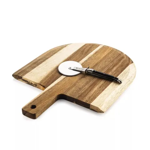 Laguiole Pizzaschneider mit Servierbrett