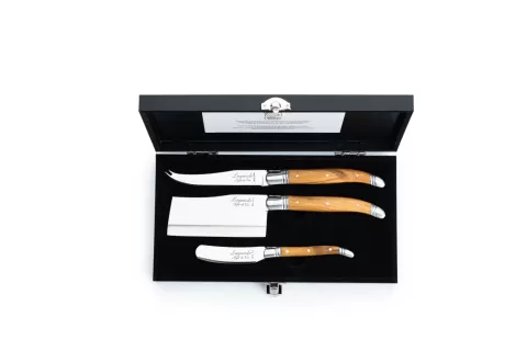 3tlg. Käsemesserset Olivenholz