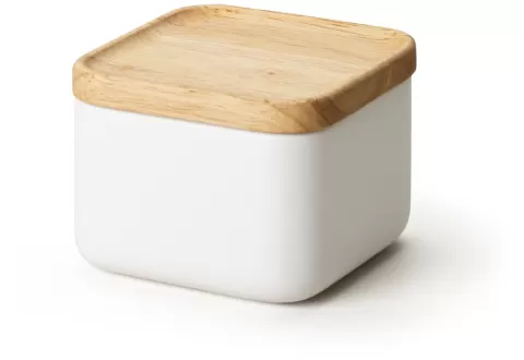 Keramik Vorratsdose weiss mit Holzdeckel