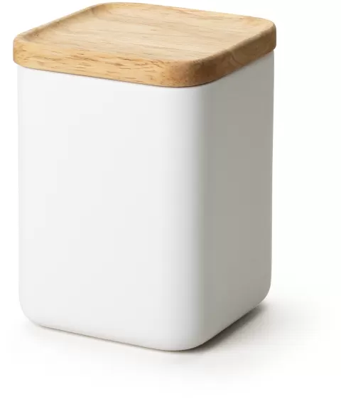 Keramik Vorratsdose weiss mit Holzdeckel